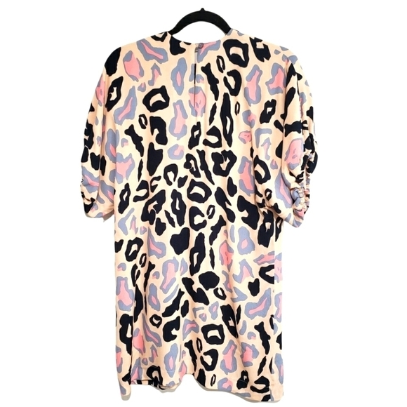 Olivaceous round neck short sleeves multicolored animal print mini tunic - Picture 2 of 10